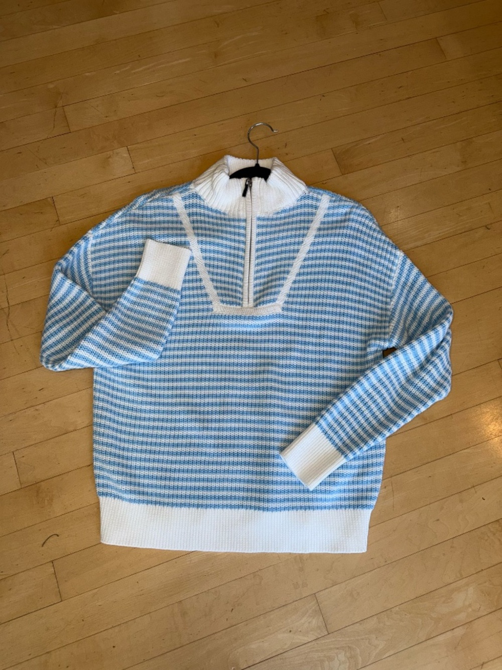 J. Society Blue/white stripe 1/2 zip sweater, M,  CB2618 - Picture 4 of 6